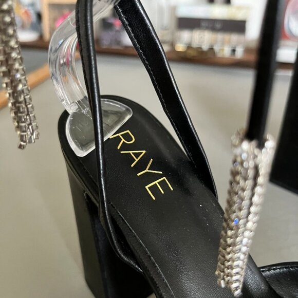 Raye Revolve Black Dot Platform Tie Up Wrap Block Heels - Picture 4 of 14